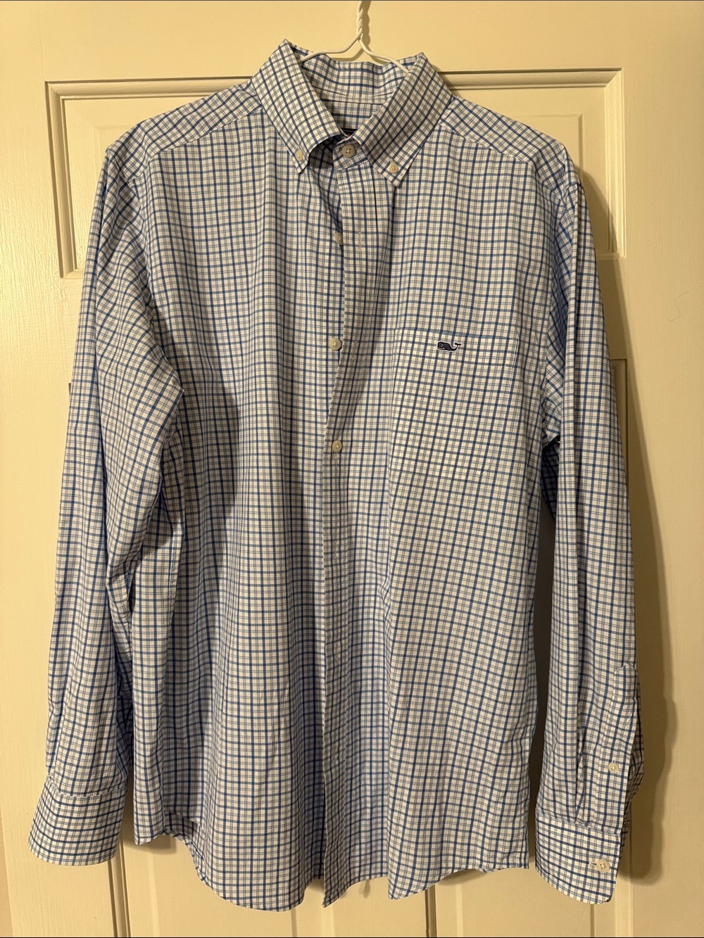Vineyard Vines Blue and White Checked Button-Down Dress Shirt